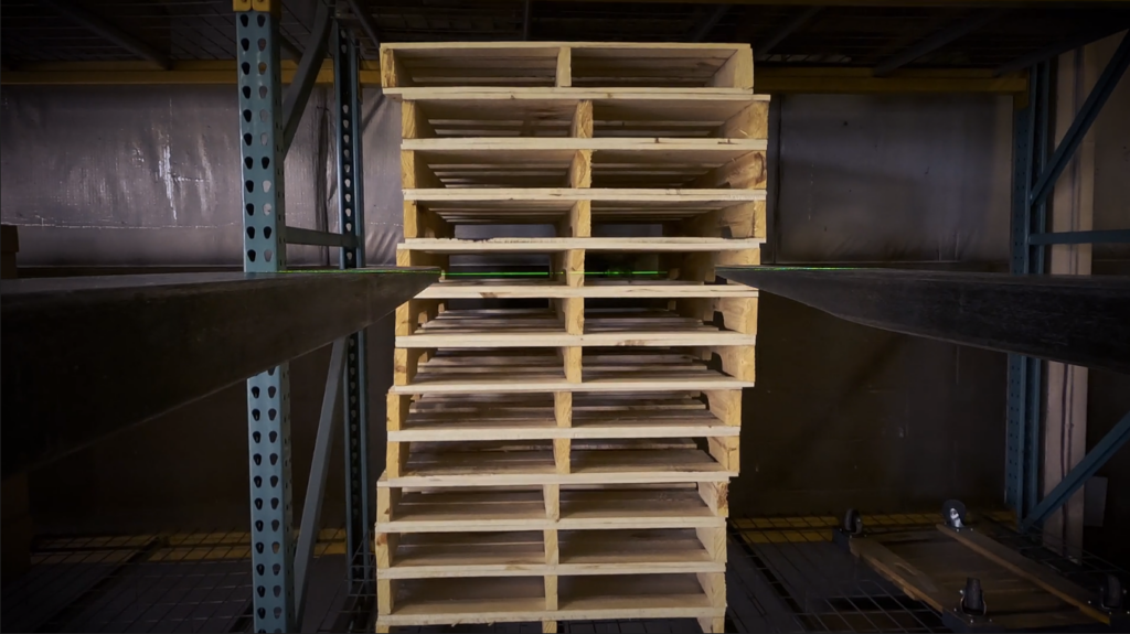 Forklift Laser projecting on pallets