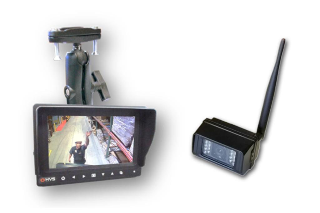 Camera and monitor showing reverse footage