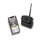 FlexCam Mobile camera with footage showing on a phone screen