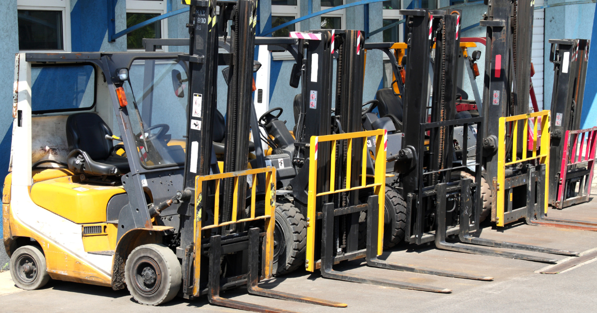 Forklifts lined up